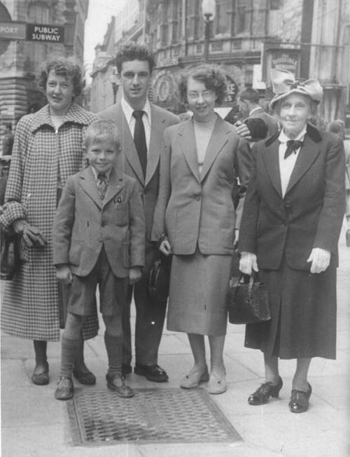 Mum, me, my cousin Geoff, his first wife Pauline and Granny in London